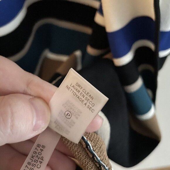 Calvin Klein Wmn S Multicolor Striped Long Sleeve Knee Length Open Front Sweater - Picture 8 of 9